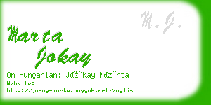 marta jokay business card